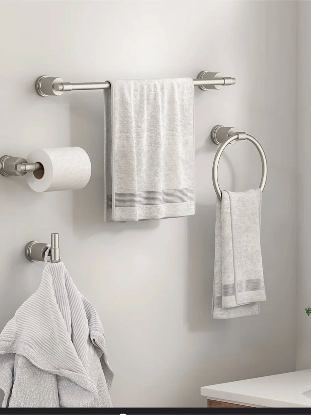 Forious Brushed Nickel 4piece Bathroom Hardware Set